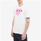 Comme des Garçons Play Men's Red Heart Colour Heart T-Shirt in White/Pink