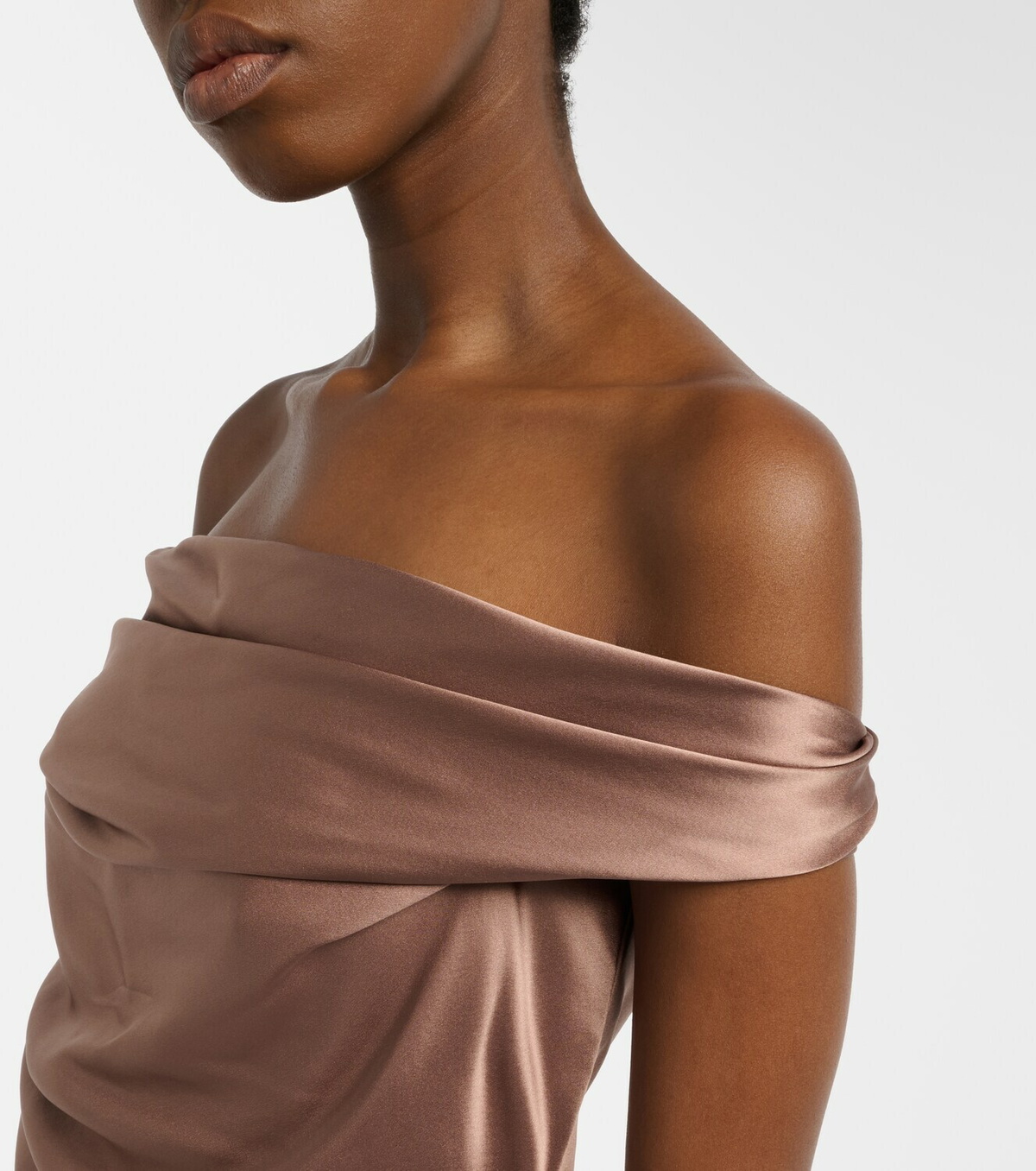 The Sei Bardot off-shoulder silk charmeuse gown