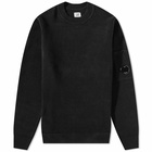 C.P. Company Men's Chenille Cotton Crew Neck Knit in Black