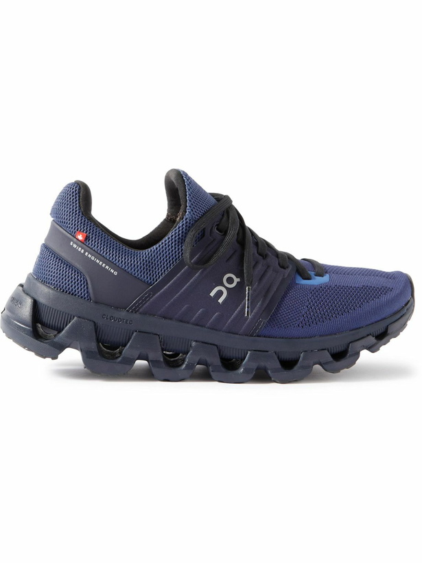 Photo: ON - Cloudswift 3 Rubber-Trimmed Stretch-Knit Running Sneakers - Blue