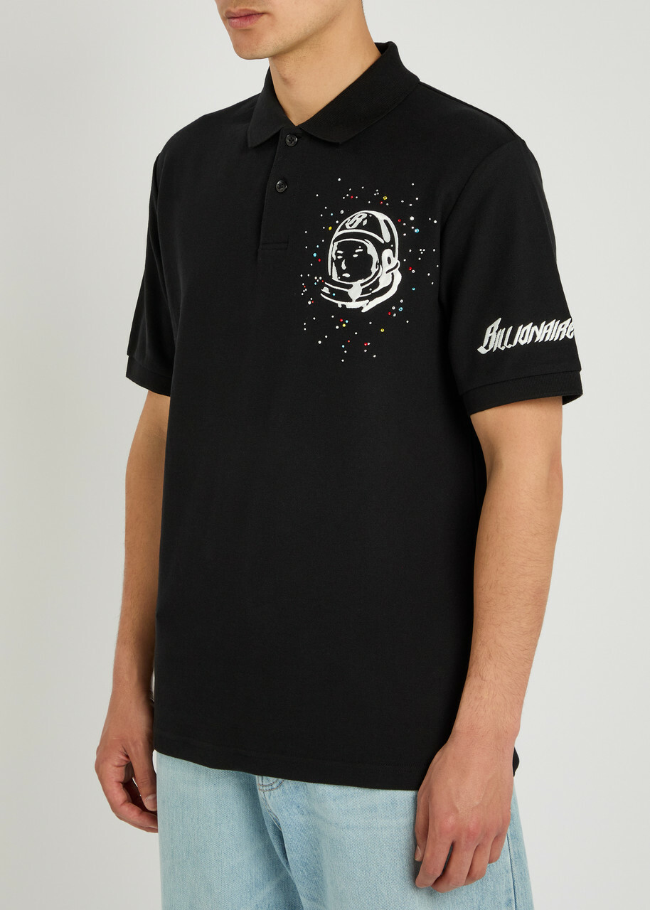 Billionaire Boys Club Embellished Astro Piqué Cotton Polo Shirt Black