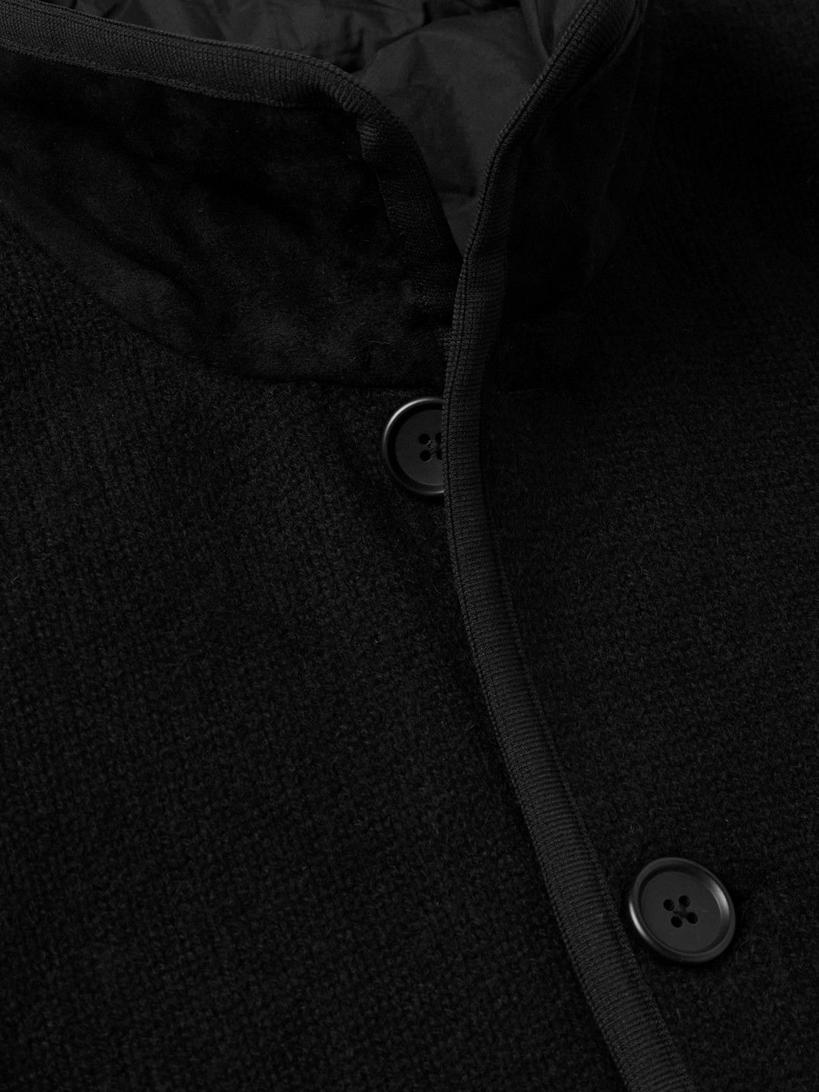 James Perse - Suede-Trimmed Cashmere Car Coat - Black
