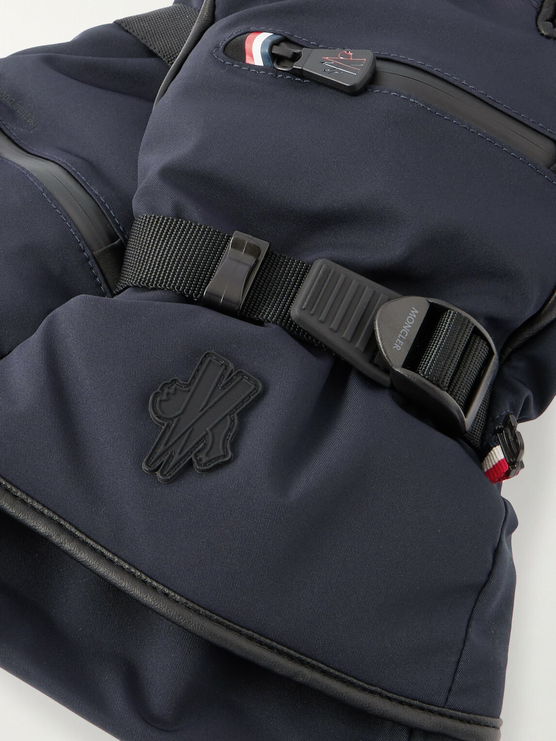 Moncler Grenoble - Leather-Trimmed Shell Ski Gloves - Blue