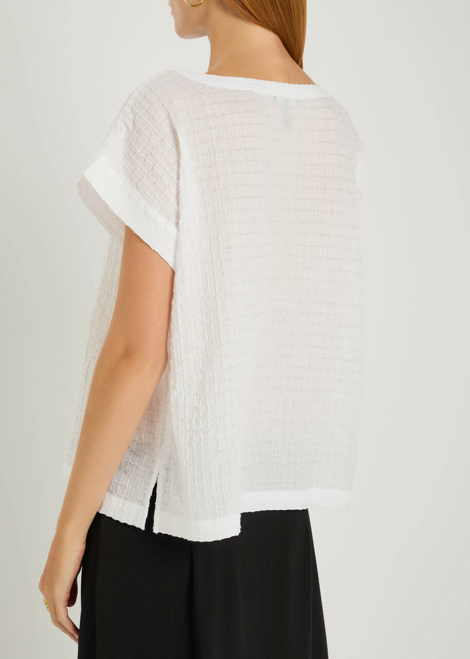 Eileen Fisher Textured Cotton- Voile T-shirt White