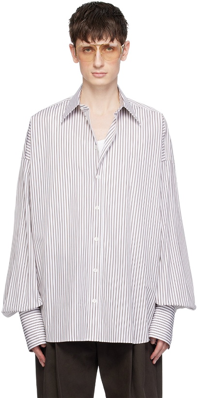 Photo: Dolce&Gabbana White & Brown Super Oversize Shirt
