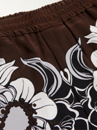 Valentino - Straight-Leg Floral-Print Silk-Crepe Trousers - Brown