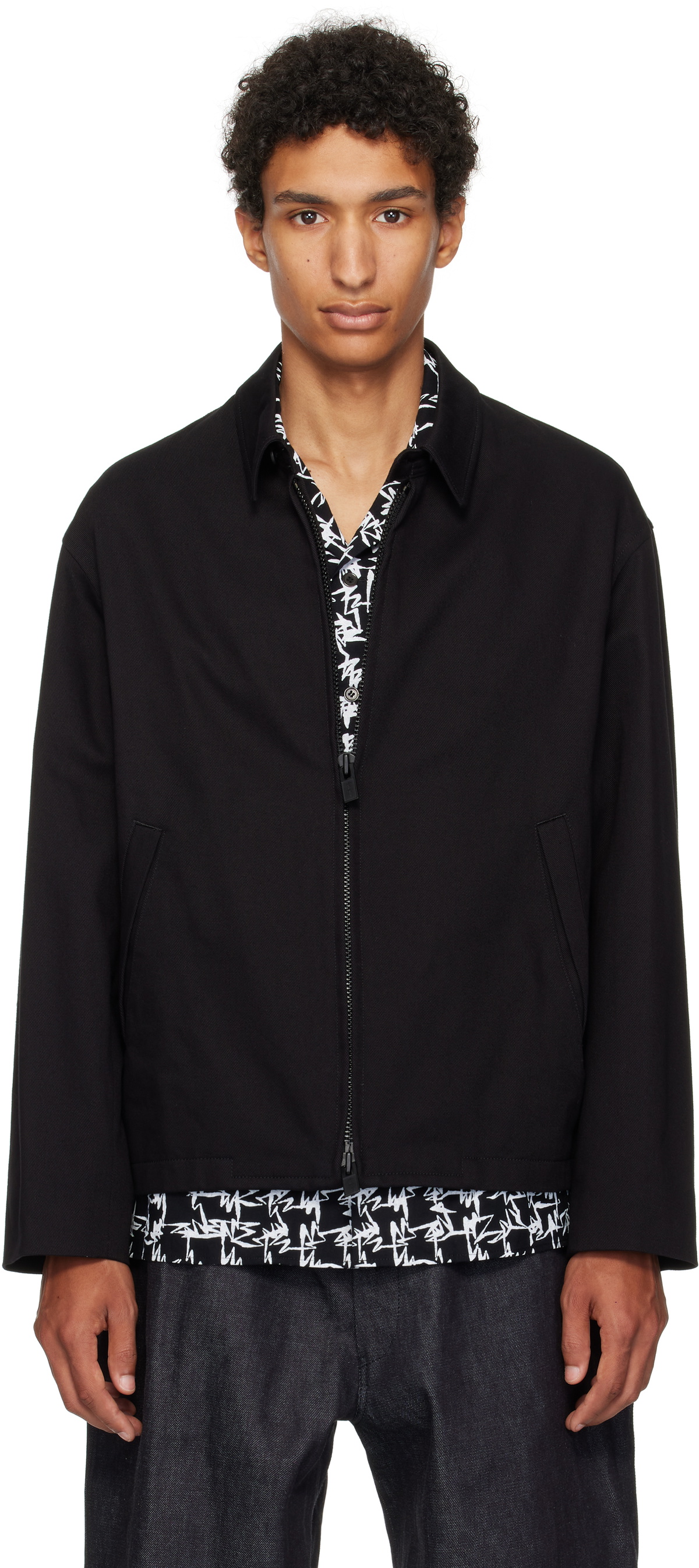 Y's For Men Black Katsuragi Zip Blouson Jacket