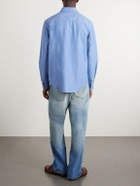 A.P.C. - Harris Logo-Embroidered Cotton and Linen-Blend Shirt - Blue
