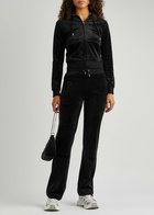 Juicy Couture Classic Robertson Hooded Velour Sweatshirt Black