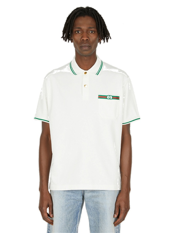 Photo: GG-Embroidered Polo Shirt in White