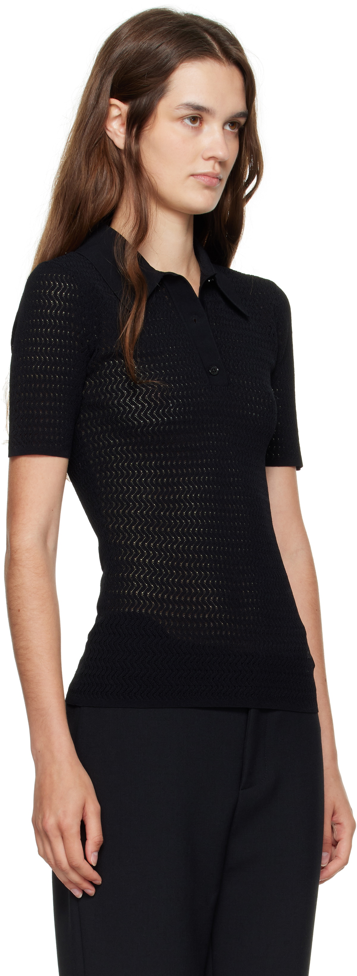 Victoria Beckham Black Knit Polo