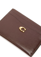 Coach Logo Leather Card Holder - Brown - One Size
