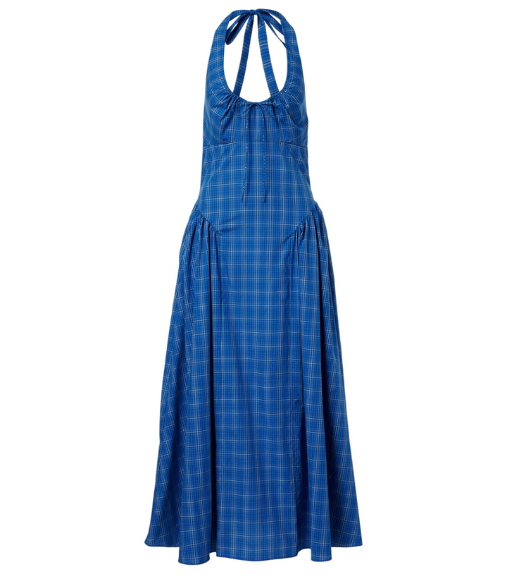 Photo: Faithfull Del Ros plaid halterneck cotton midi dress