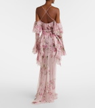 Blumarine Floral silk creponne maxi skirt