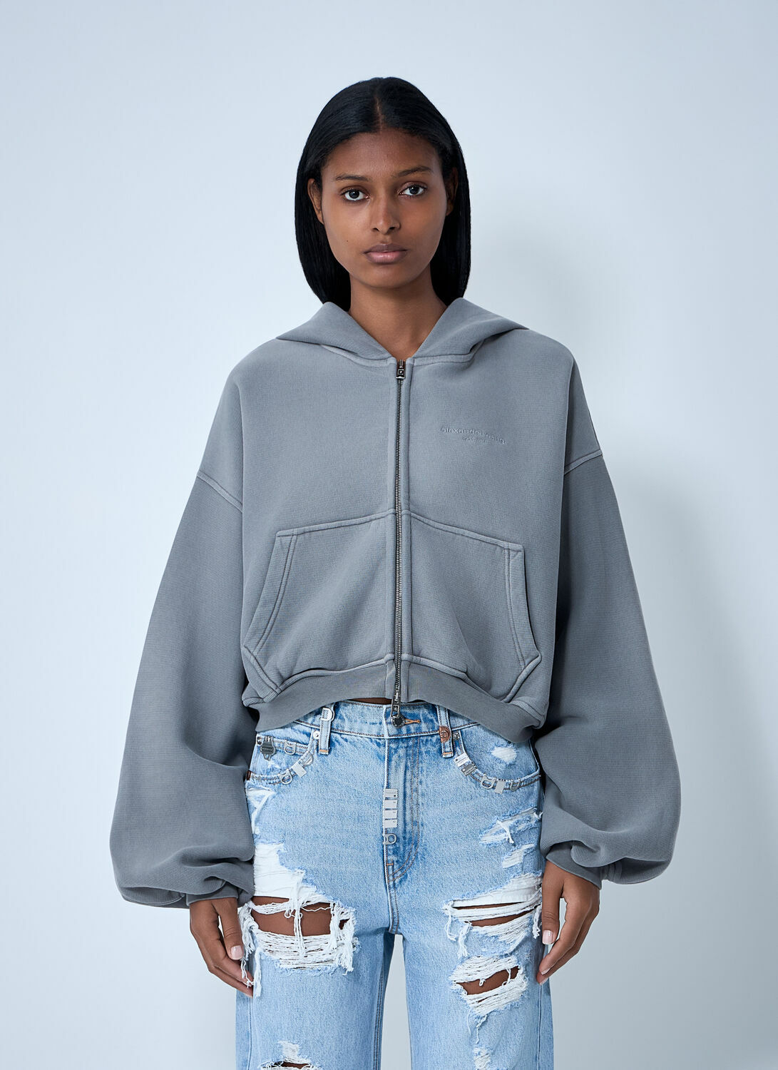 Alexander Wang Crop Zip-Up Sweateshirt