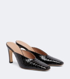 Malone Souliers Rowe croc-effect patent leather mules