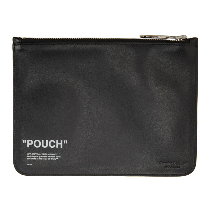 Off White Black Quote Pouch Off White