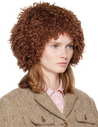 Anna Sui SSENSE Exclusive Brown Faux Fur Beanie