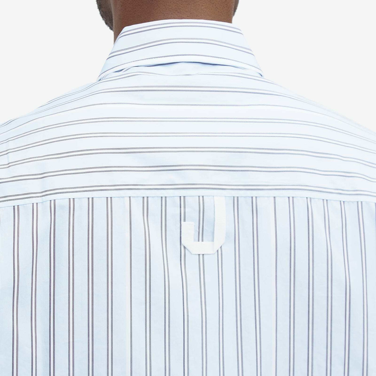 Jacquemus Men's Logo Stripe Shirt in Blue Jacquemus
