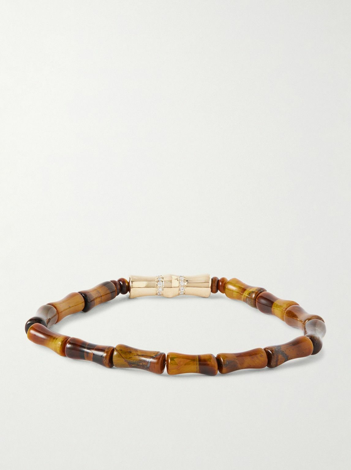 Luis Morais - 14-Karat Gold Diamond Tiger'e Eye Bracelet