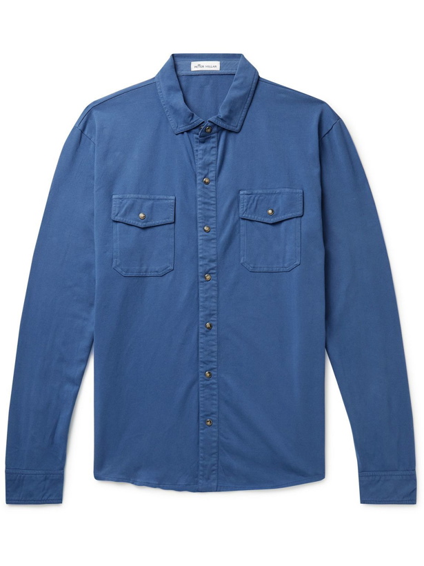 Photo: Peter Millar - Lava Wash Stretch-Pima Cotton-Jersey Shirt - Blue