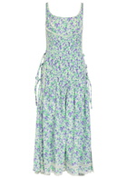 Rabanne Floral-print Silk-chiffon Midi Dress Purple