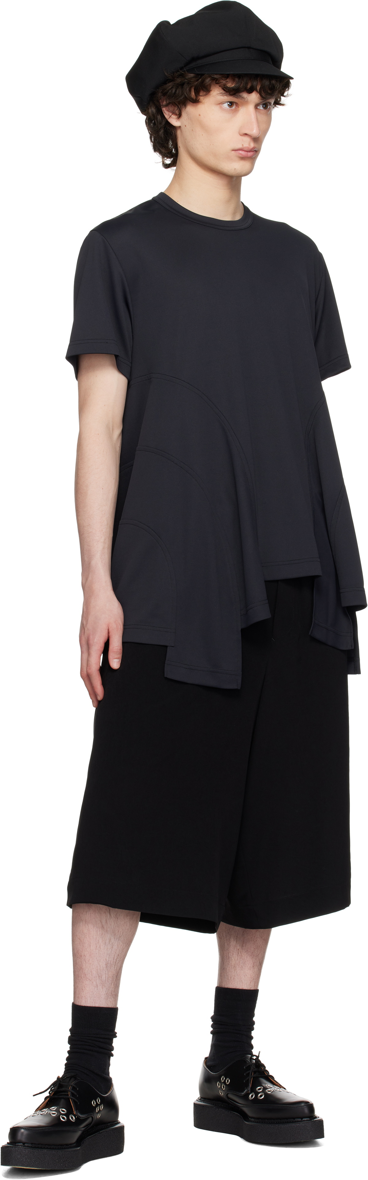 Comme des Garçons Homme Plus Black Polyester Back Honeycomb T-shirt