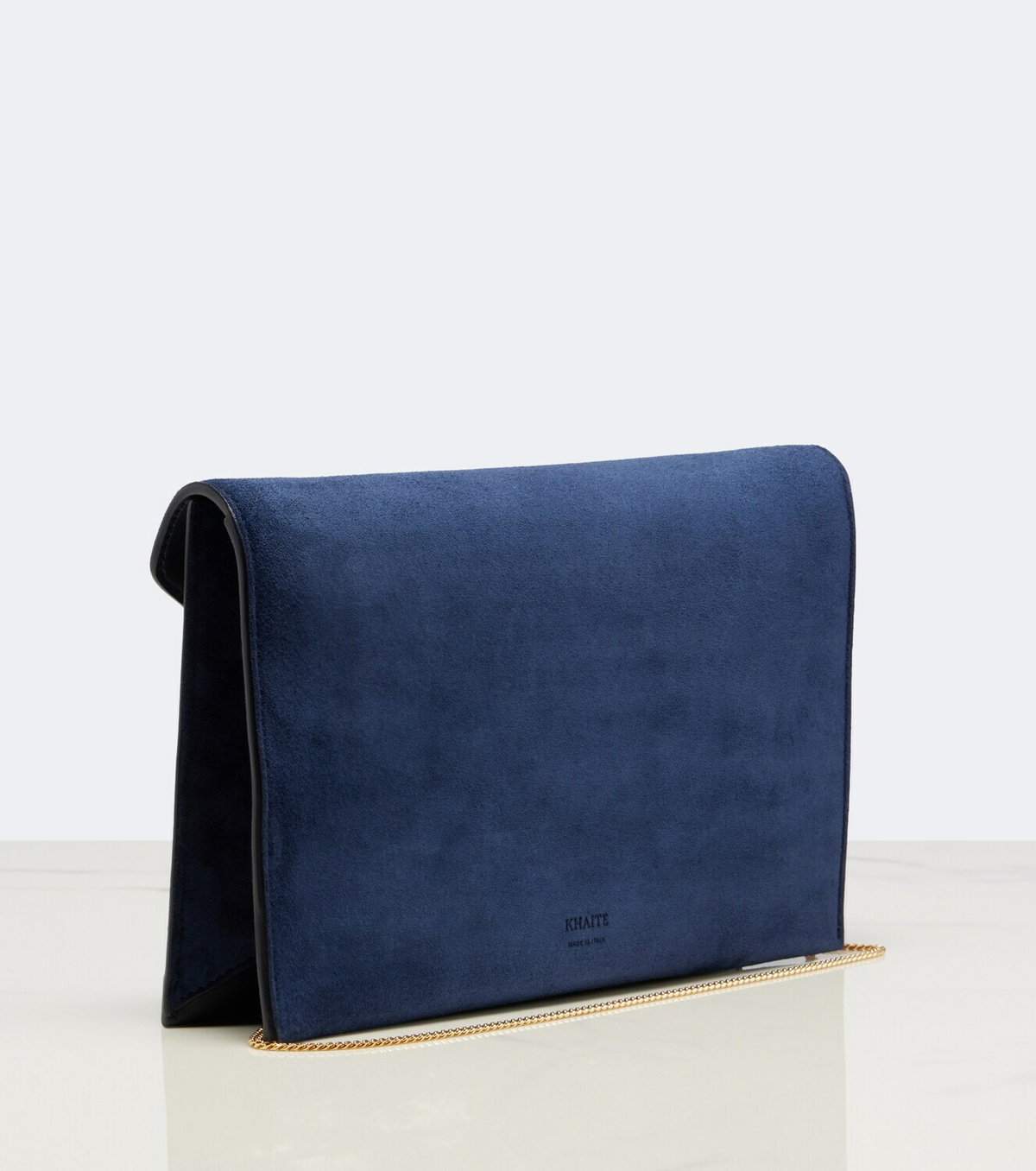 Khaite Grace leather-trimmed suede clutch