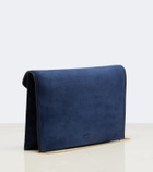 Khaite Grace leather-trimmed suede clutch