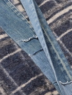 Greg Lauren - G1 Denim-Trimmed Checked Brushed Wool and Cotton-Blend Overshirt - Blue