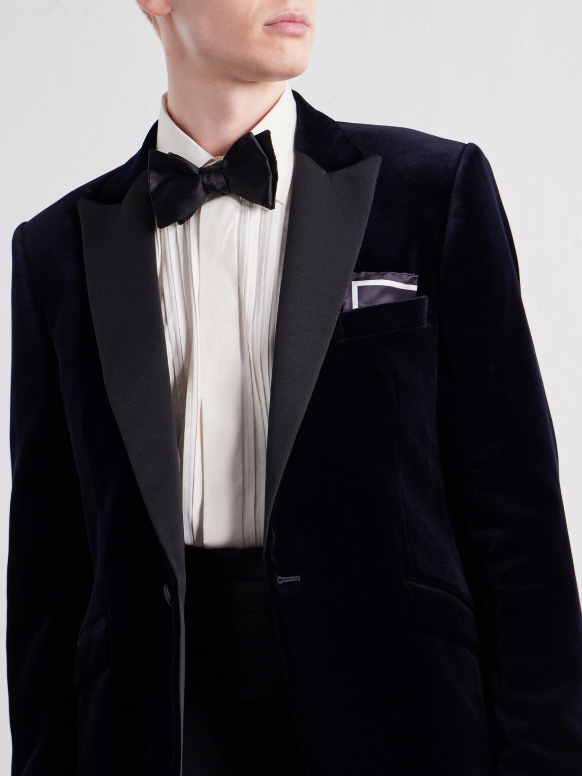 Favourbrook - Grosgrain-Trimmed Cotton-Velvet Tuxedo Jacket - Blue