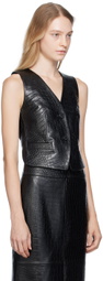 Helmut Lang Black Embossed Leather Vest