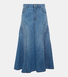 Chloé Embroidered denim midi skirt