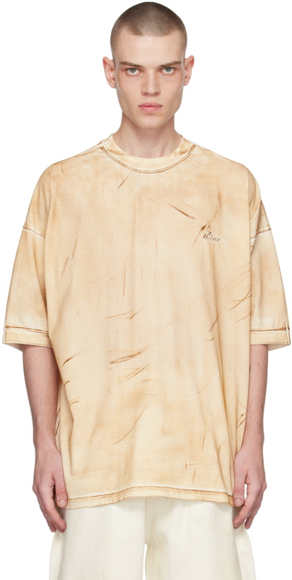 Photo: We11done White & Beige Washed Print T-Shirt