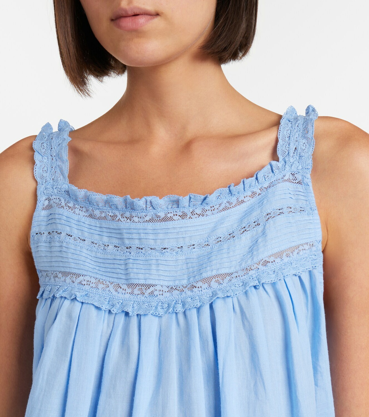 Dôen Bea lace-trimmed ramie minidress