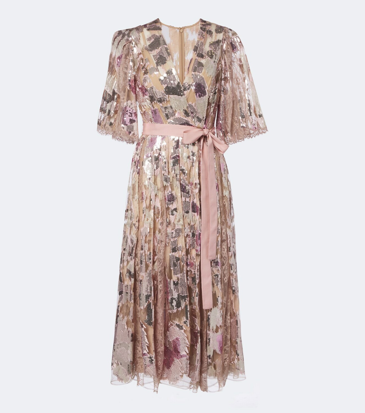 Elie Saab Sequined silk-blend lace wrap dress