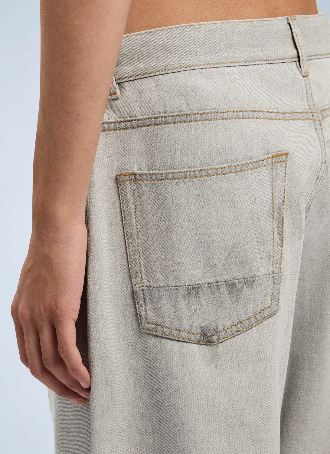 Palm Angels Curved Logo Loose Denim Pants