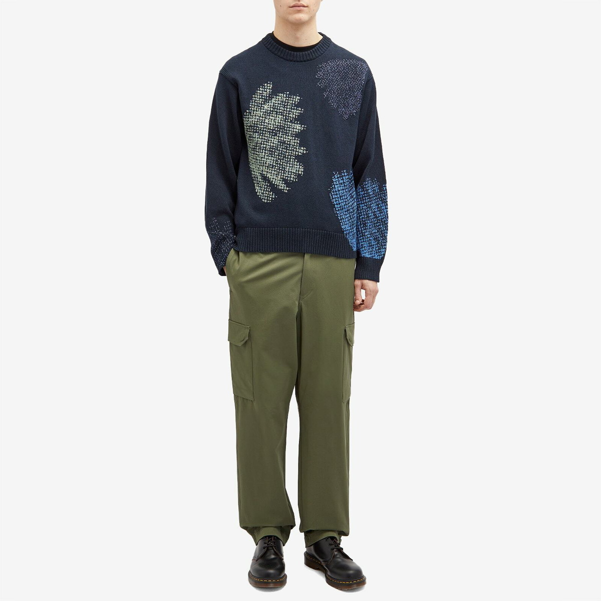 Paul Smith Men's Pixilated Flower Crew Sweater in Navy