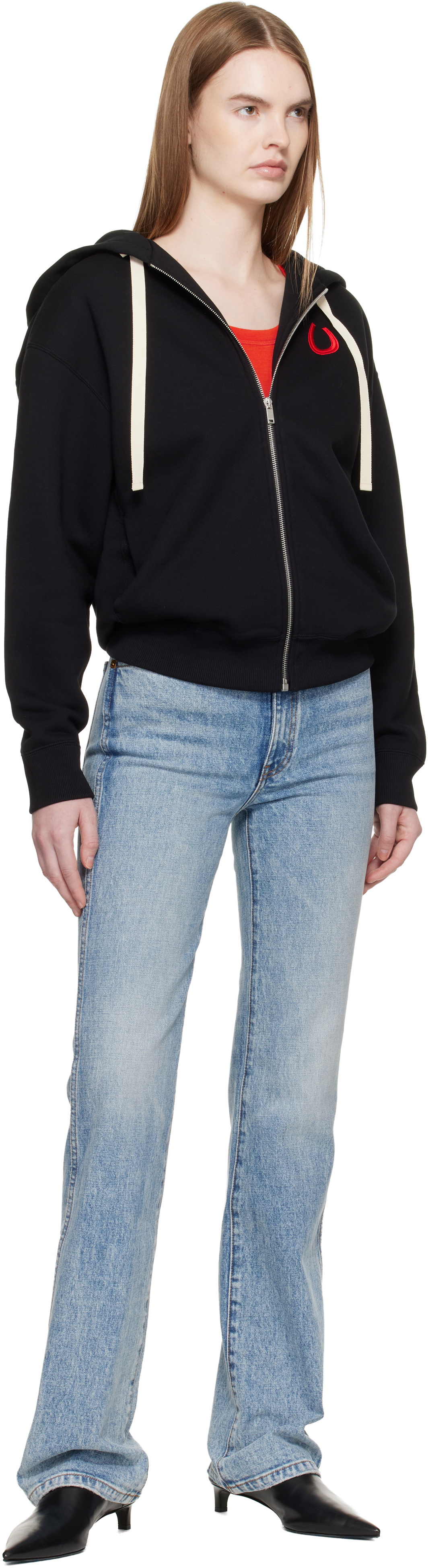 Jil Sander Black Cotton Terry Zip-Up Hoodie
