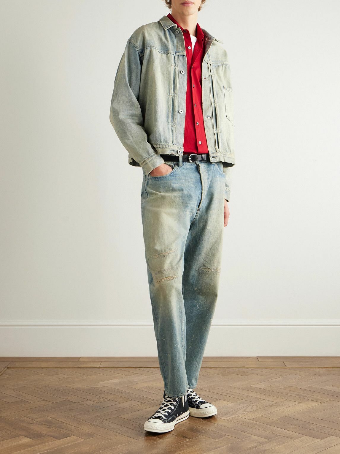 A.PRESSE - 1st Type Distressed Denim Jacket - Blue