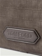 TOM FORD - Croc-Effect Nubuck and Full-Grain Leather Messenger Bag