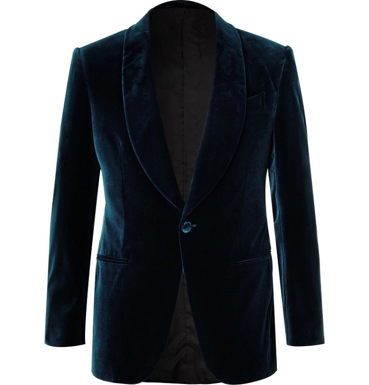 Photo: Ermenegildo Zegna - Blue Slim-Fit Cotton-Velvet Tuxedo Jacket - Blue