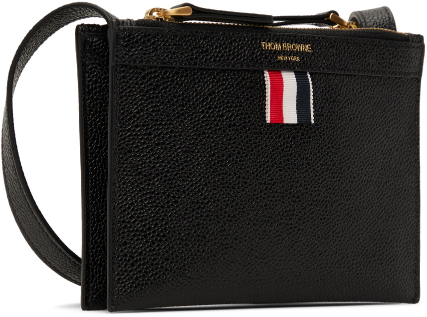 Thom Browne Black Mini Double Document Holder Shoulder Bag Thom Browne