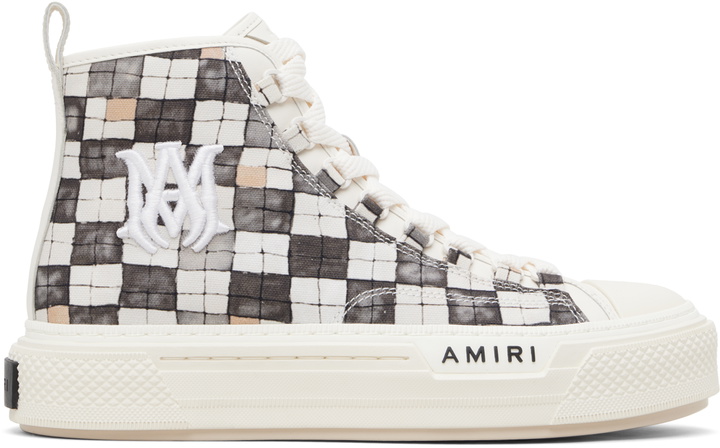 Photo: AMIRI Gray & White Checkered Court Hi Sneakers
