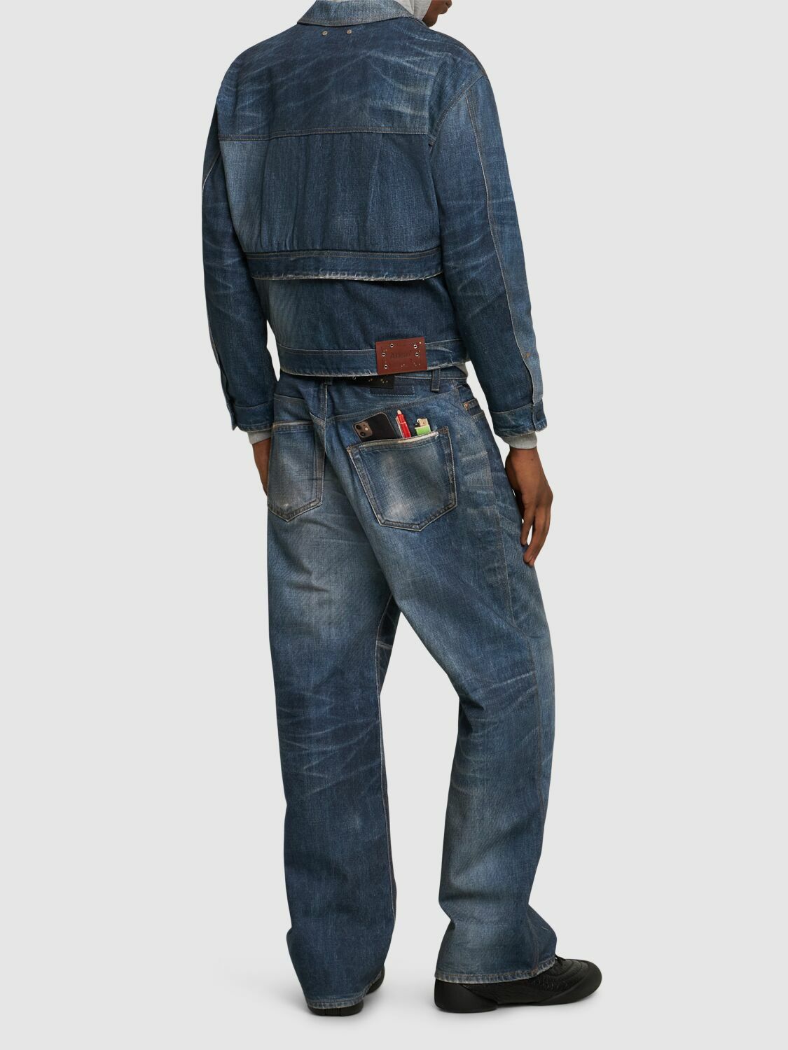 [Andersson Bell]★(Unisex) TROMPE L'OEIL PRINTED DENIM PANTS Andersson Bell Trompe L'Oeil Printed Jeans in Navy Blue
