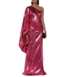 Halpern Metallic asymmetric gown