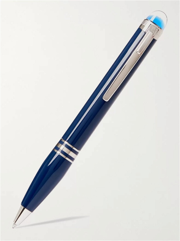 Photo: MONTBLANC - StarWalker Blue Planet Resin and Platinum-Plated Ballpoint Pen - Blue