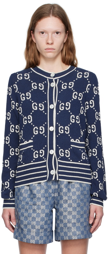 Photo: Gucci Navy GG Cardigan
