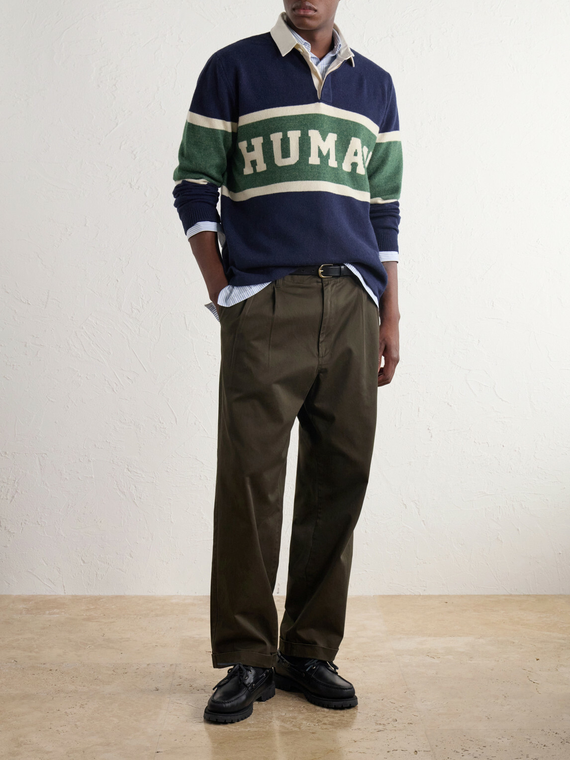 Human Made - Tapered Logo-Embroidered Pleated Cotton-Twill Trousers - Green