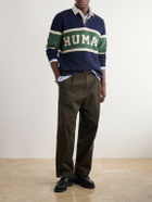 Human Made - Tapered Logo-Embroidered Pleated Cotton-Twill Trousers - Green